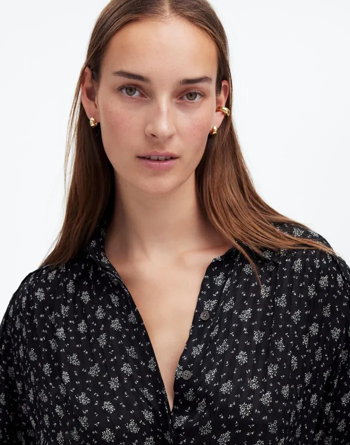 Women Tops and Shirts Madewell LongSleeve ButtonFront Top True Black