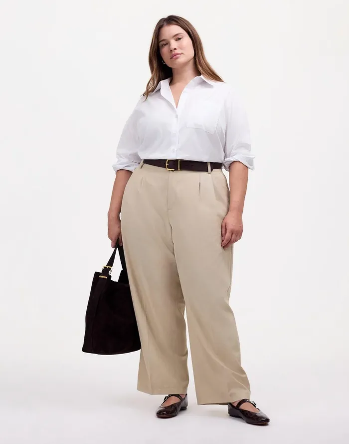 Women Tops and Shirts Madewell Plus Easy YNeck ButtonUp Shirt Eyelet White