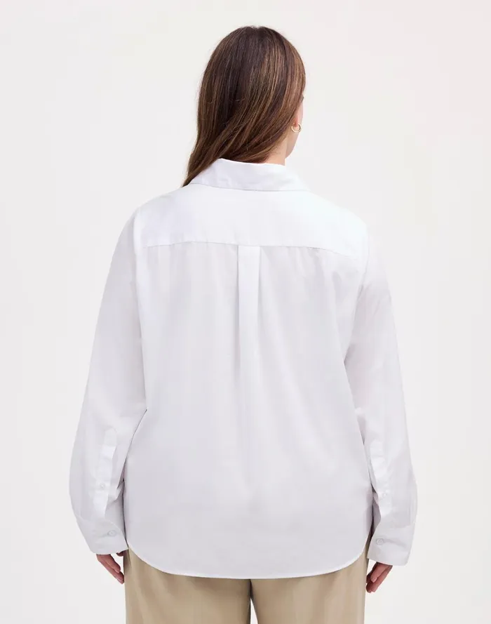 Women Tops and Shirts Madewell Plus Easy YNeck ButtonUp Shirt Eyelet White