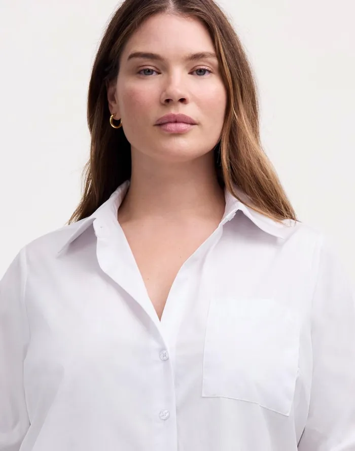 Women Tops and Shirts Madewell Plus Easy YNeck ButtonUp Shirt Eyelet White