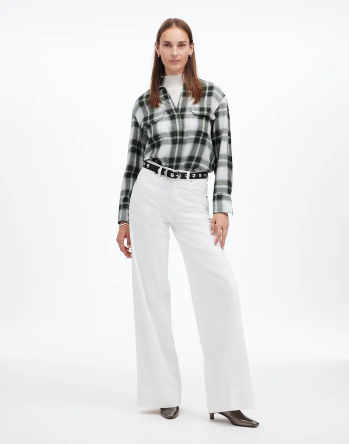 Women Tops and Shirts Madewell Popover Shirt In Plaid City Blue