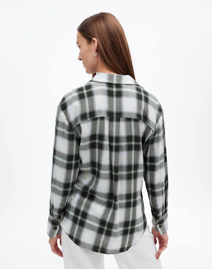 Women Tops and Shirts Madewell Popover Shirt In Plaid City Blue