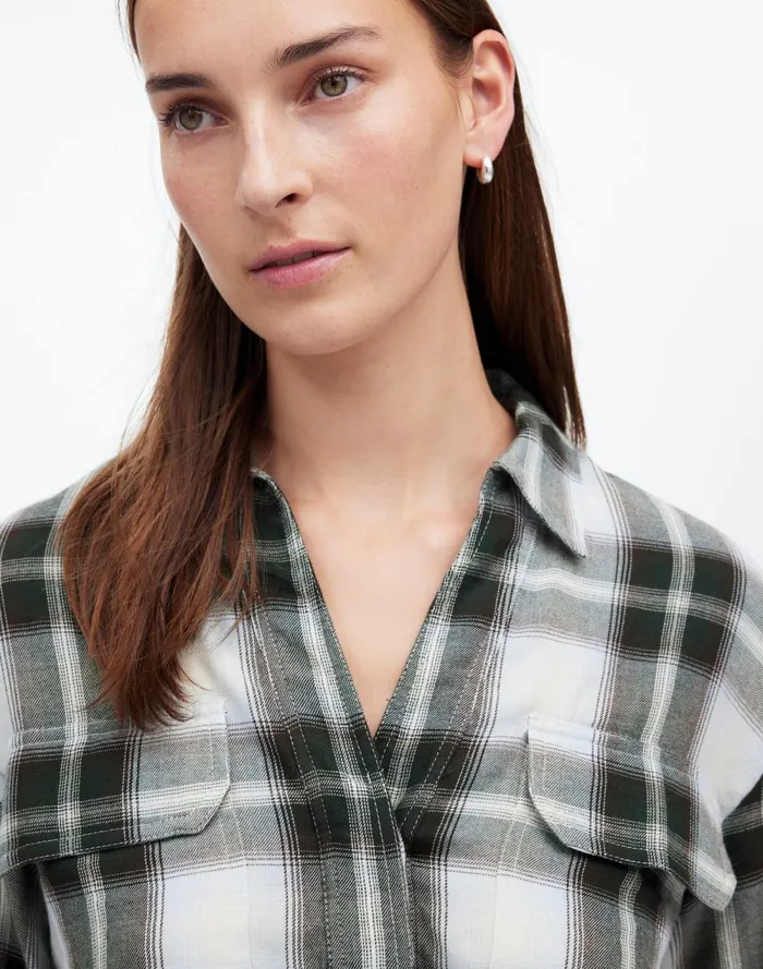 Women Tops and Shirts Madewell Popover Shirt In Plaid City Blue