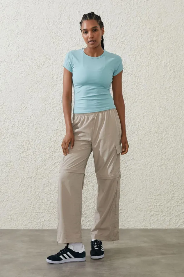 Women Tops Cotton On Active Rib Gym Tshirt Sea Glass