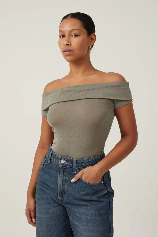 Women Tops Cotton On Chloe Off The Shoulder Top Woodland