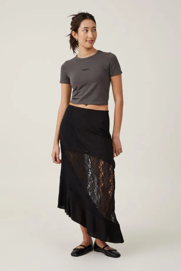 Women Tops Cotton On Crop Fit Graphic Tee Salutslate