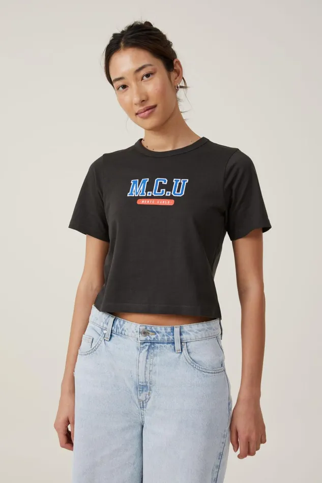 Women Tops Cotton On Crop Regular Tee Mcuwashed Black