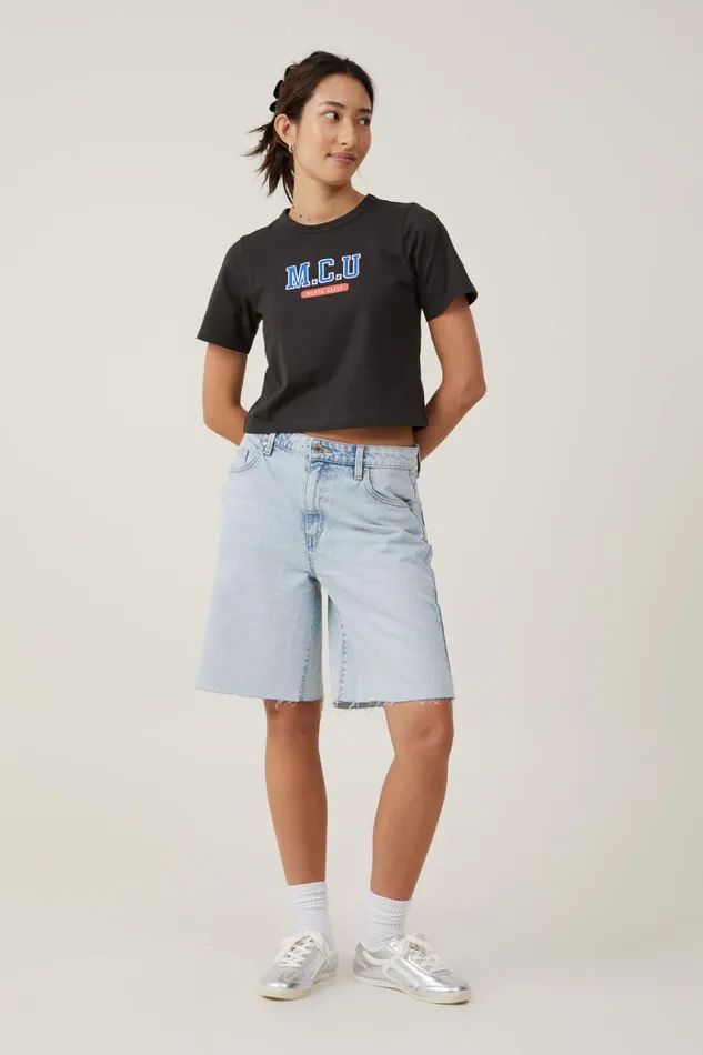 Women Tops Cotton On Crop Regular Tee Mcuwashed Black