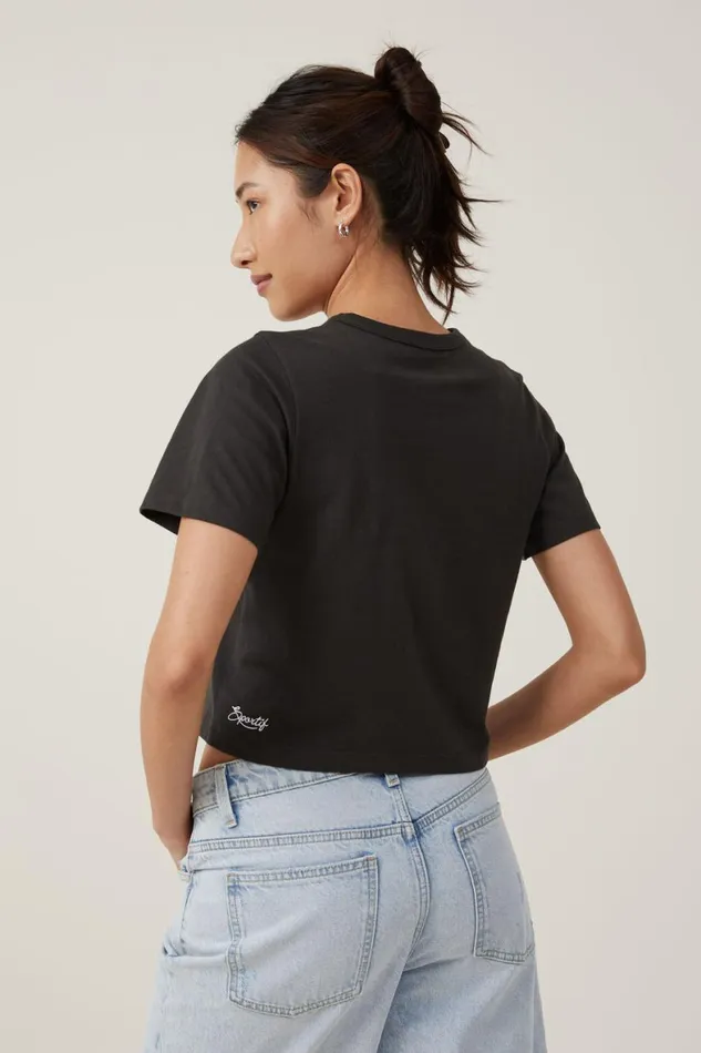 Women Tops Cotton On Crop Regular Tee Mcuwashed Black