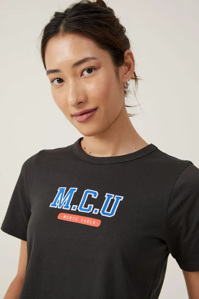 Women Tops Cotton On Crop Regular Tee Mcuwashed Black