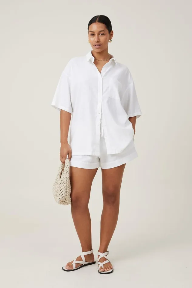 Women Tops Cotton On Haven Short Sleeve Shirt White