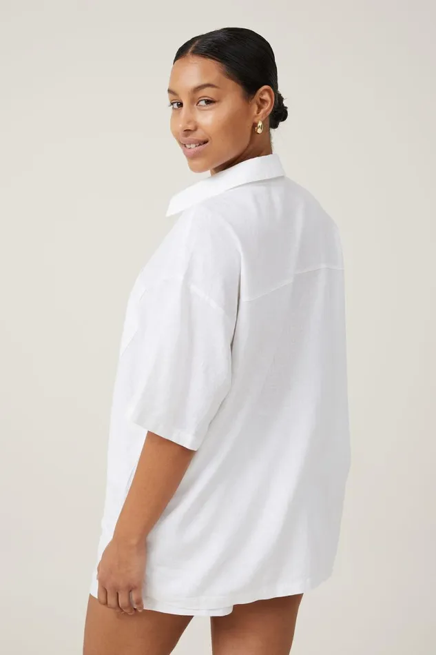 Women Tops Cotton On Haven Short Sleeve Shirt White