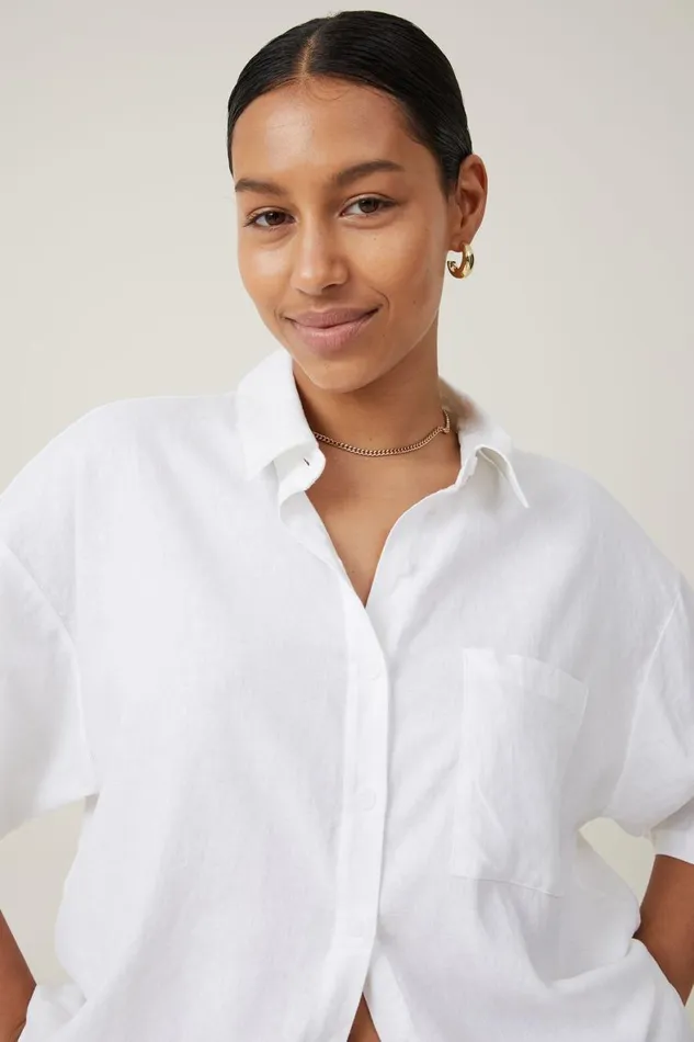 Women Tops Cotton On Haven Short Sleeve Shirt White