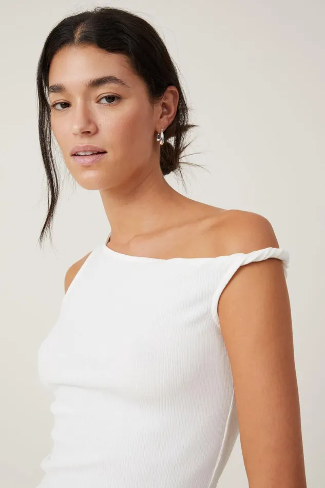 Women Tops Cotton On Margot Off The Shoulder Tank Porcelain