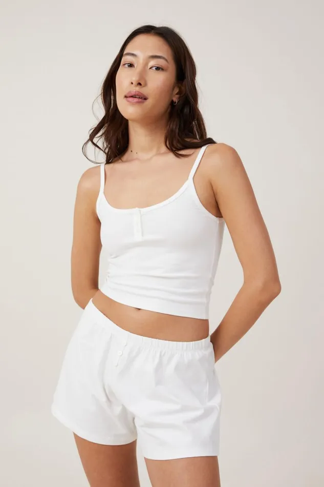 Women Tops Cotton On Peached Jersey Henley Cami Coconut Milk