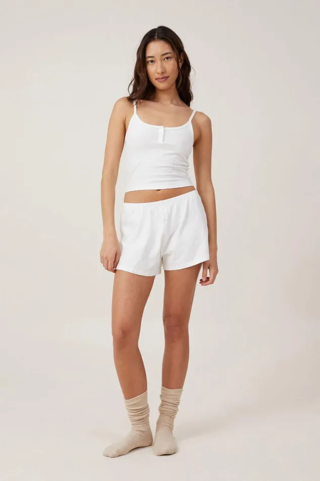 Women Tops Cotton On Peached Jersey Henley Cami Coconut Milk