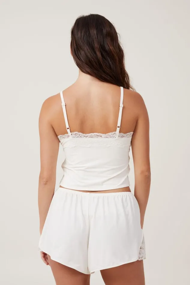Women Tops Cotton On Soft Lounge Lace Trim Cami Whisper White