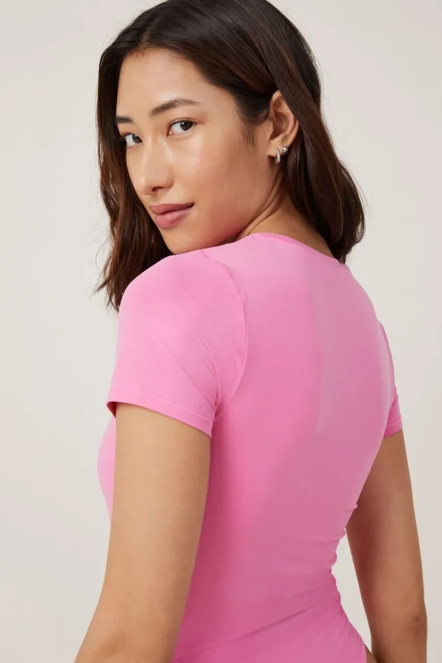 Women Tops Cotton On Soft Lounge Short Sleeve Bodysuit Lovers Blush