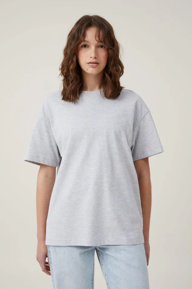Women Tops Cotton On The Boxy Oversized Tee Grey Marle