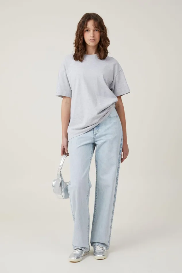 Women Tops Cotton On The Boxy Oversized Tee Grey Marle