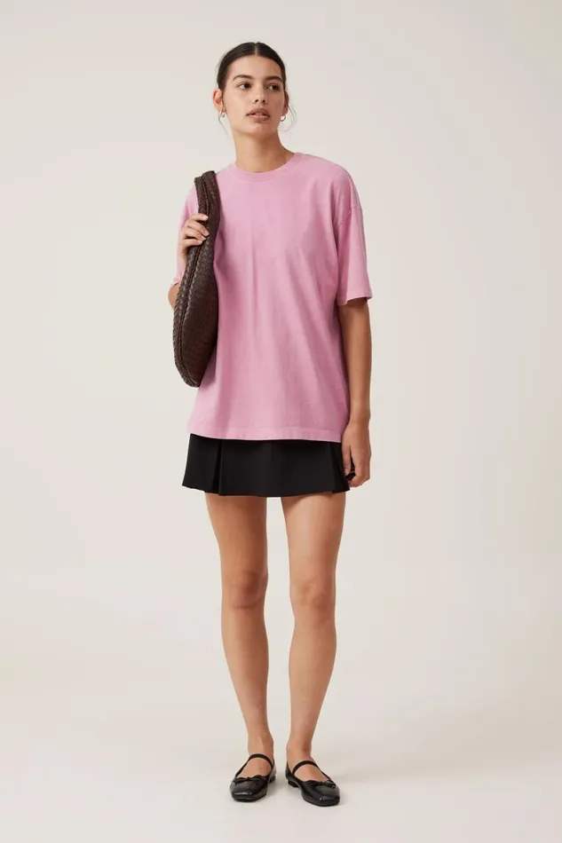 Women Tops Cotton On The Boxy Oversized Tee Washed Purple Dusk
