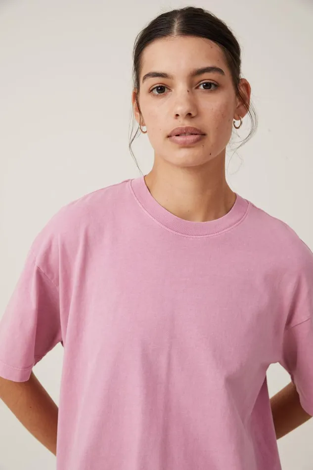 Women Tops Cotton On The Boxy Oversized Tee Washed Purple Dusk