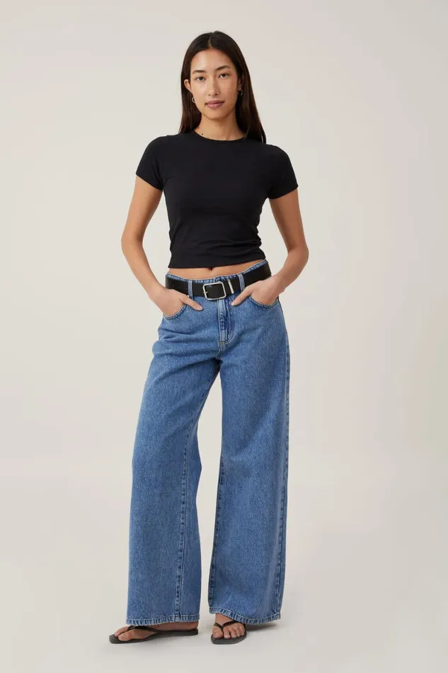 Women Tops Cotton On The One Basic Crew Neck Short Sleeve Black