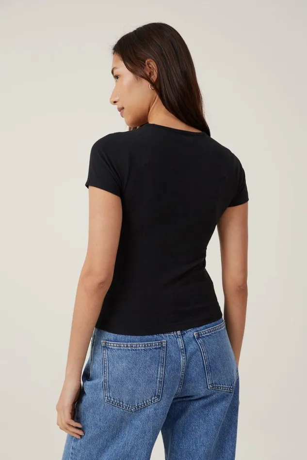 Women Tops Cotton On The One Basic Crew Neck Short Sleeve Black