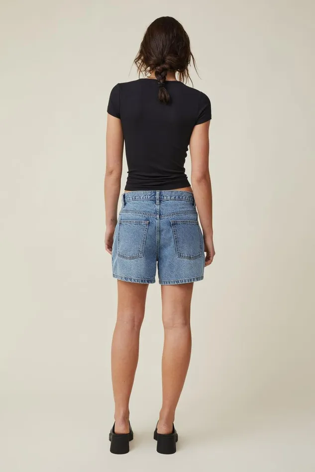 Women Tops Cotton On The One Organic Rib Crew Short Sleeve Tee Black