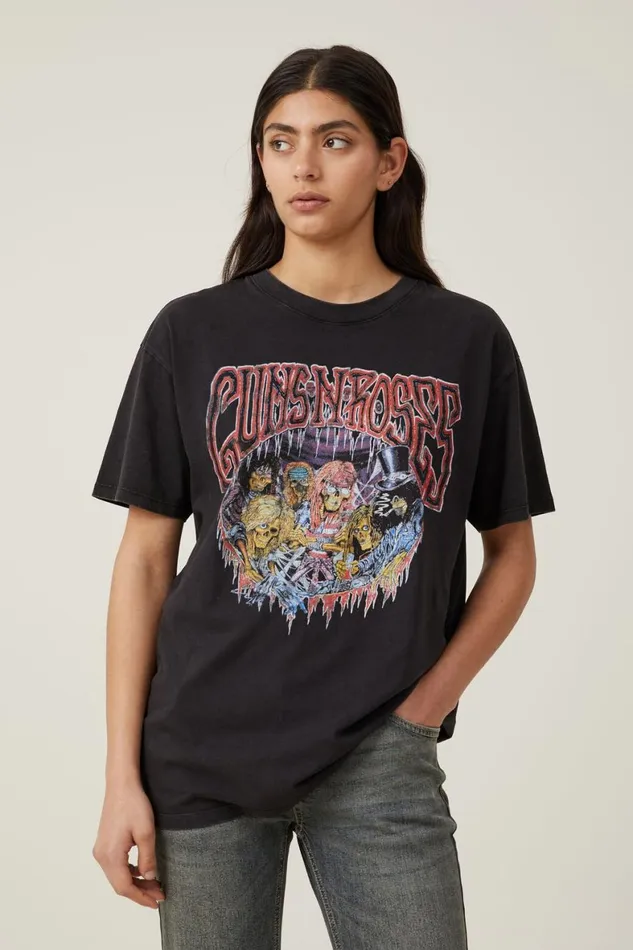 Women Tops Cotton On The Oversized Guns N Roses Tee Lcn Br Guns N Roses Use Your Illusion Black