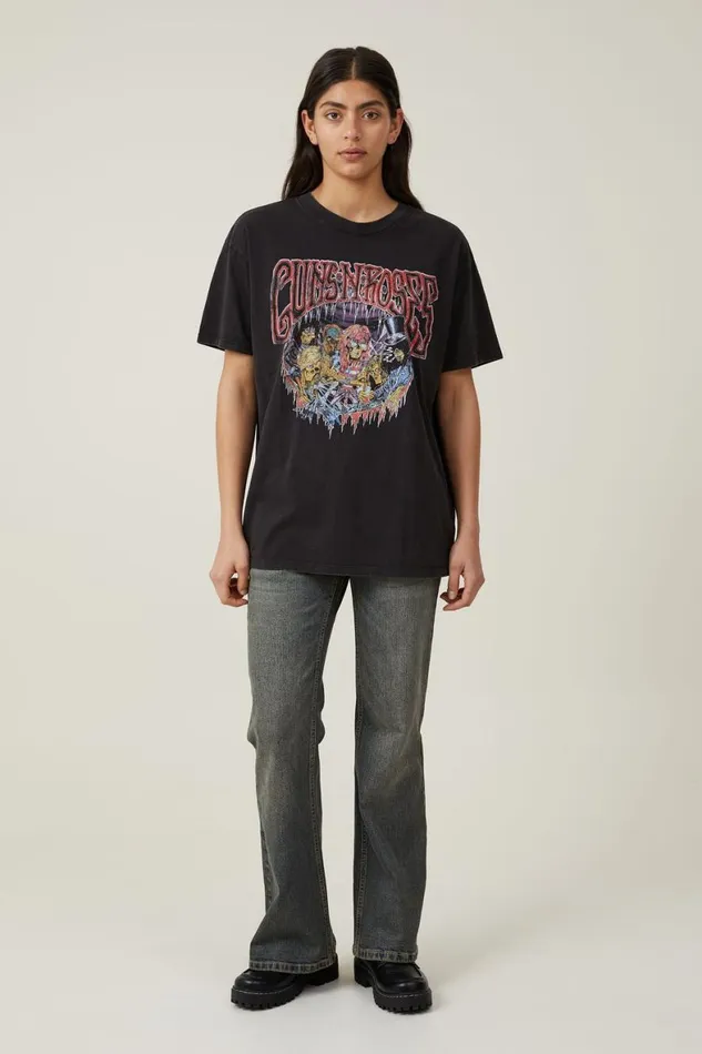 Women Tops Cotton On The Oversized Guns N Roses Tee Lcn Br Guns N Roses Use Your Illusion Black