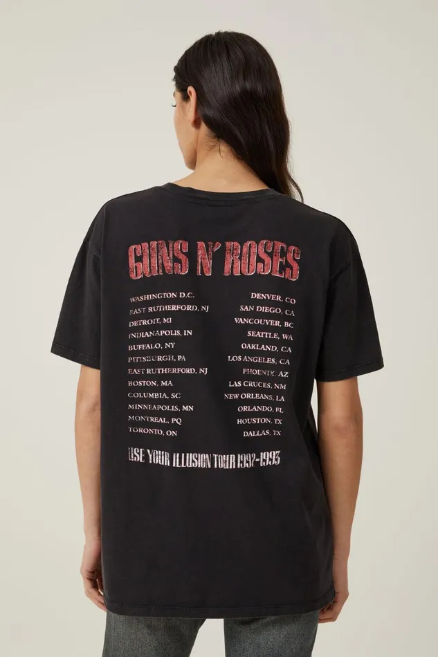 Women Tops Cotton On The Oversized Guns N Roses Tee Lcn Br Guns N Roses Use Your Illusion Black