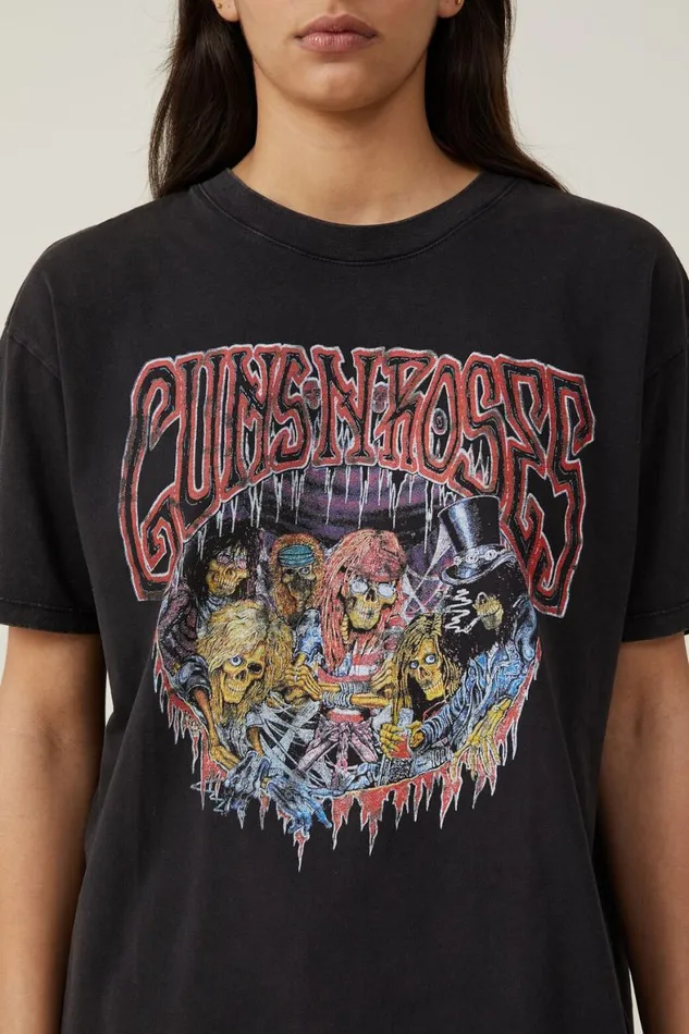 Women Tops Cotton On The Oversized Guns N Roses Tee Lcn Br Guns N Roses Use Your Illusion Black