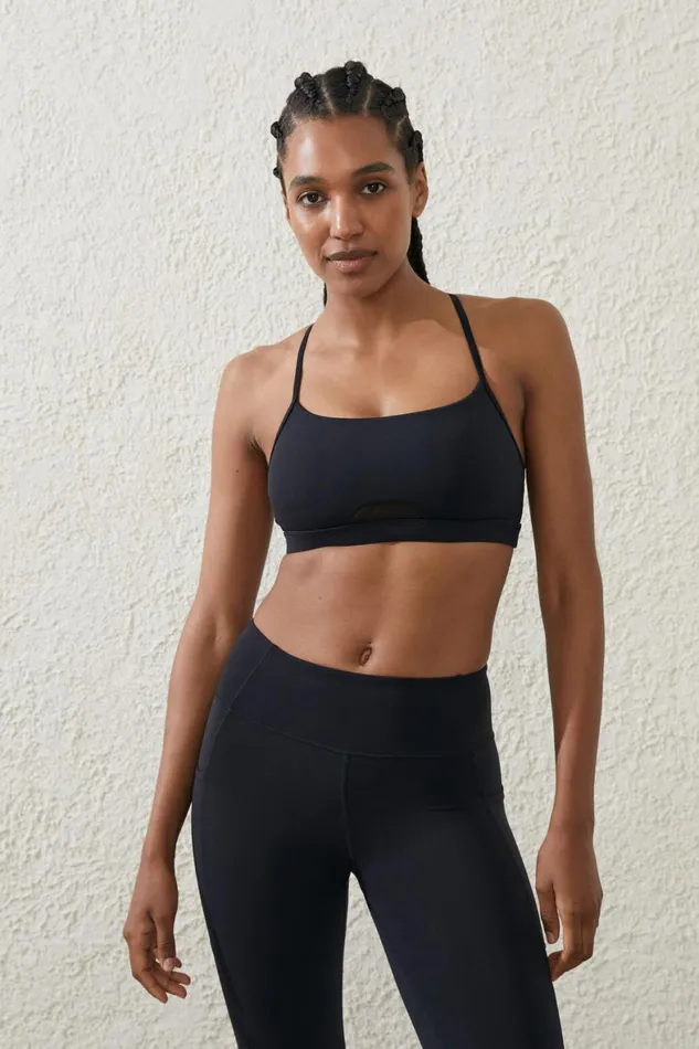 Women Tops Cotton On Ultra Luxe Mesh Strappy Crop Black