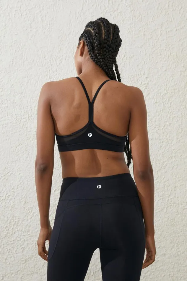 Women Tops Cotton On Ultra Luxe Mesh Strappy Crop Black