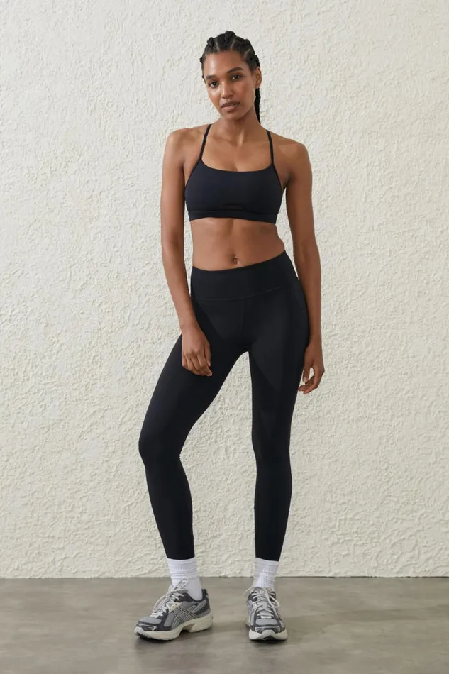 Women Tops Cotton On Ultra Luxe Mesh Strappy Crop Black