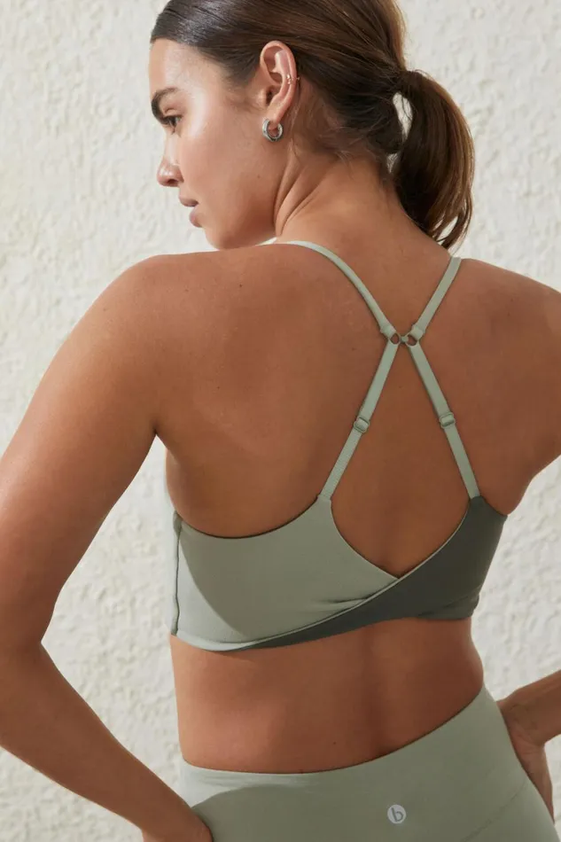 Women Tops Cotton On Ultra Soft Twist Back Crop Green Cloudsweet Green