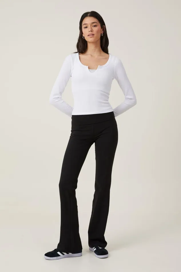 Women Tops Cotton On Willa Waffle Long Sleeve Top White