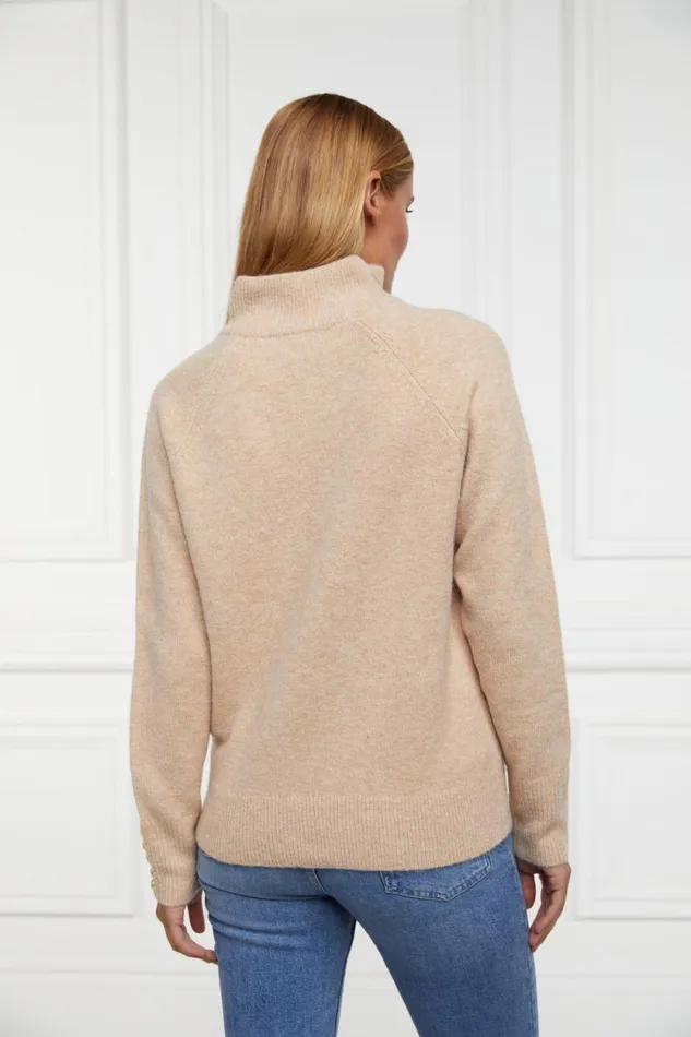 Women Tori Quarter Zip Knit Camel Holland Cooper Knitwear