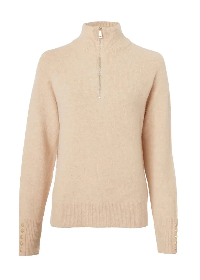 Women Tori Quarter Zip Knit Camel Holland Cooper Knitwear