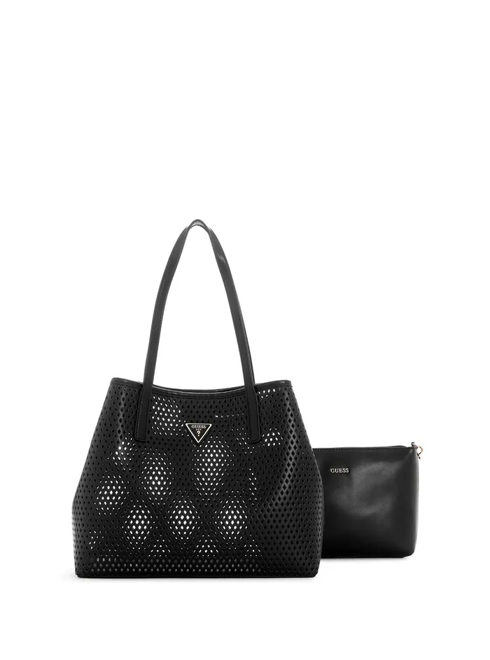 Women Tote Bags GUESS Black Woven Vikky Tote Bag