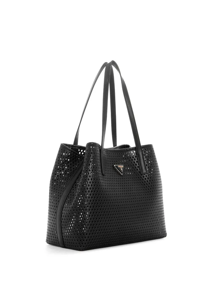 Women Tote Bags GUESS Black Woven Vikky Tote Bag