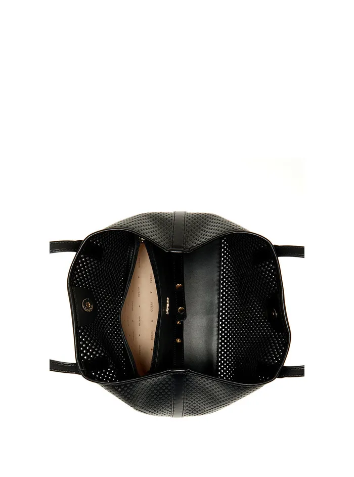 Women Tote Bags GUESS Black Woven Vikky Tote Bag