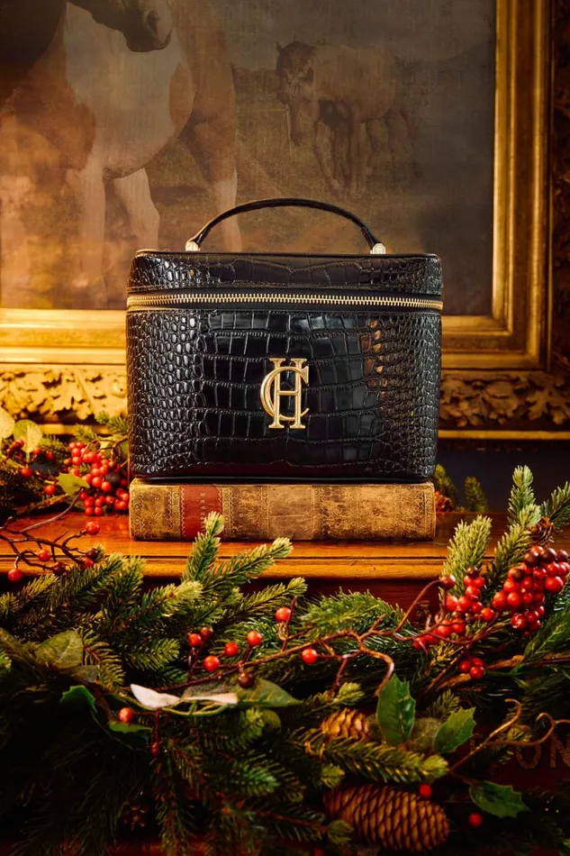 Women Travel Makeup Bag Black Croc Holland Cooper Makeup Bags