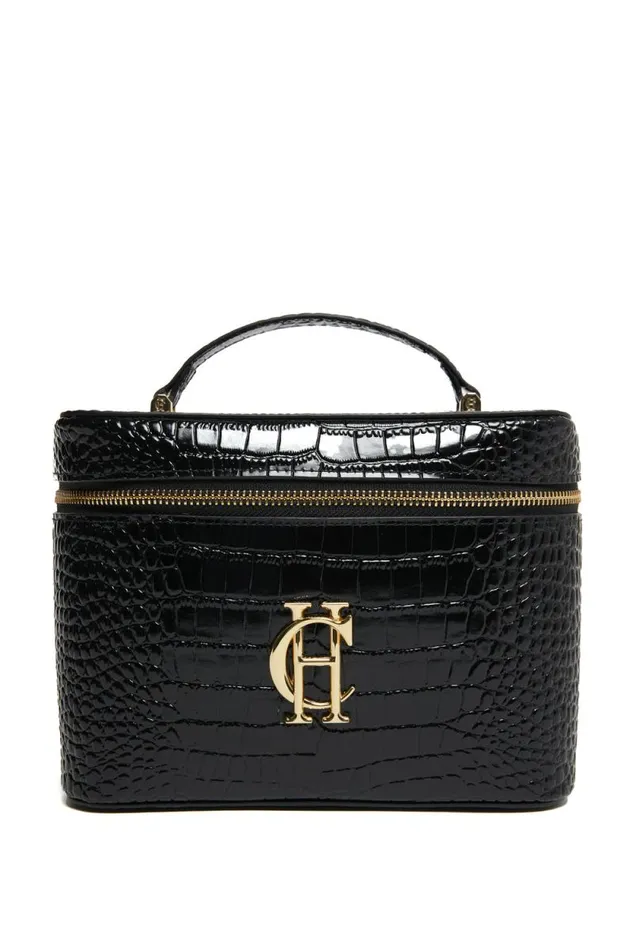 Women Travel Makeup Bag Black Croc Holland Cooper Makeup Bags