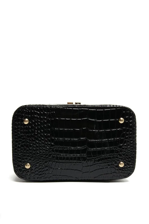 Women Travel Makeup Bag Black Croc Holland Cooper Makeup Bags