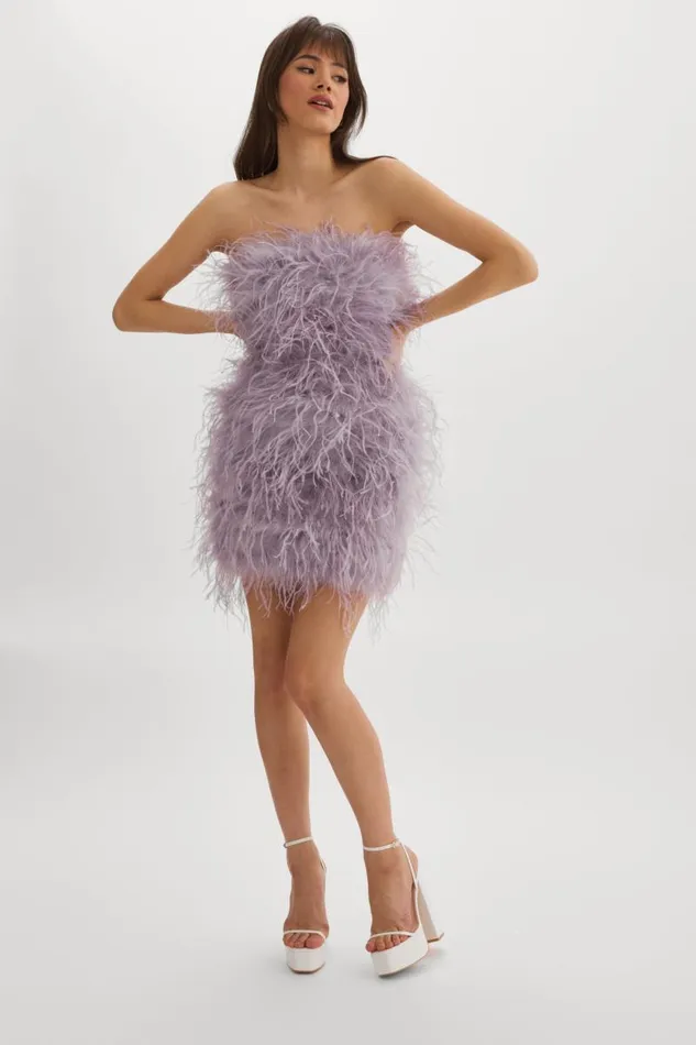 Women TRIANA Feather Dress Lavender LAMARQUE Dresses