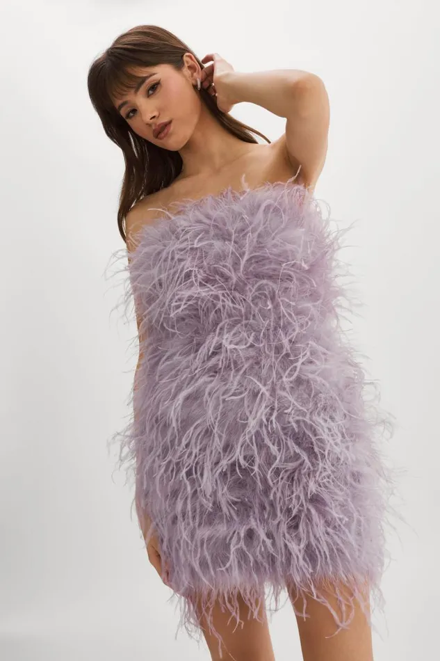 Women TRIANA Feather Dress Lavender LAMARQUE Dresses Women TRIANA Feather Dress Lavender LAMARQUE Dresses