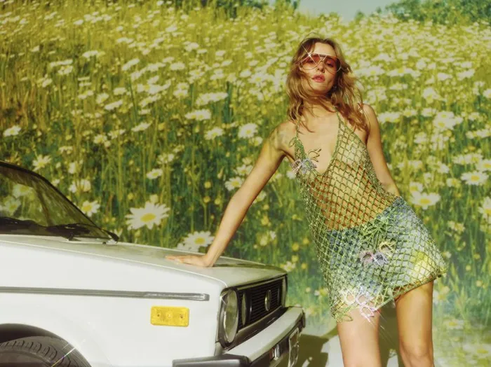 Women Tulip Grid Rhinestone Dress Green For Love and Lemons Dresses Women Tulip Grid Rhinestone Dress Green For Love and Lemons Dresses