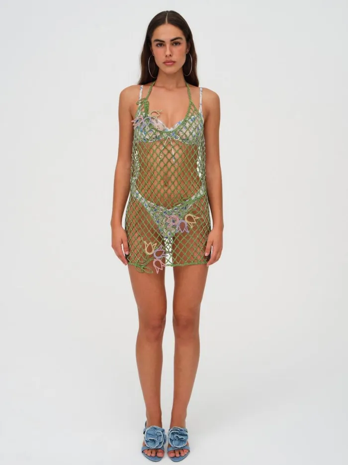 Women Tulip Grid Rhinestone Dress Green For Love and Lemons Dresses Women Tulip Grid Rhinestone Dress Green For Love and Lemons Dresses